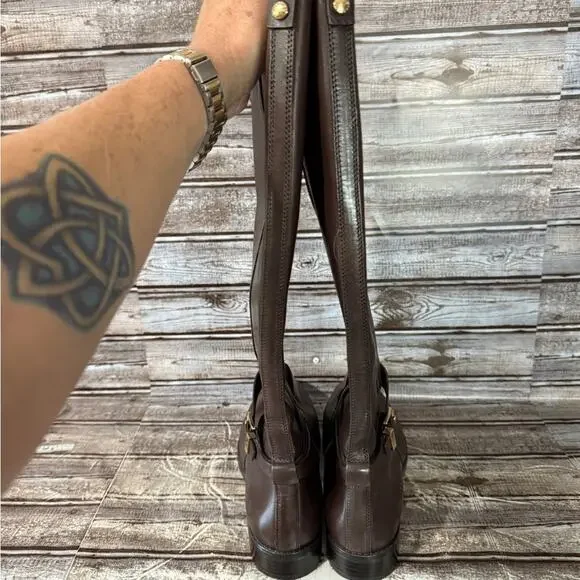 New Michael Kors ST14G brown leather riding boots size 11 - Picture 5 of 8